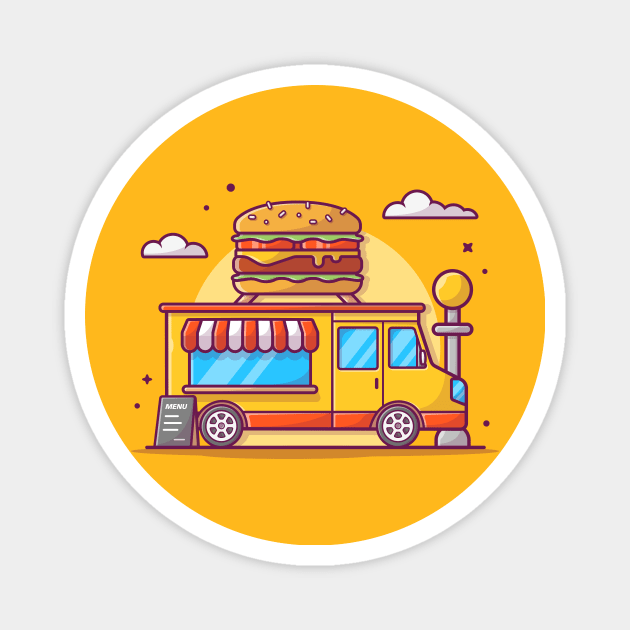 Burger Food Truck Cartoon Magnet by Catalyst Labs